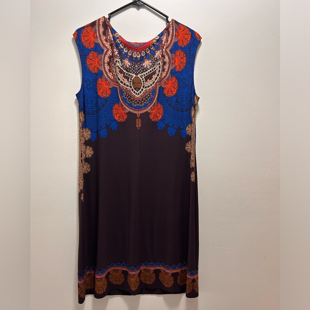 Donna Morgan Dress Sz 12 Brown with Beautiful Designs & Details
